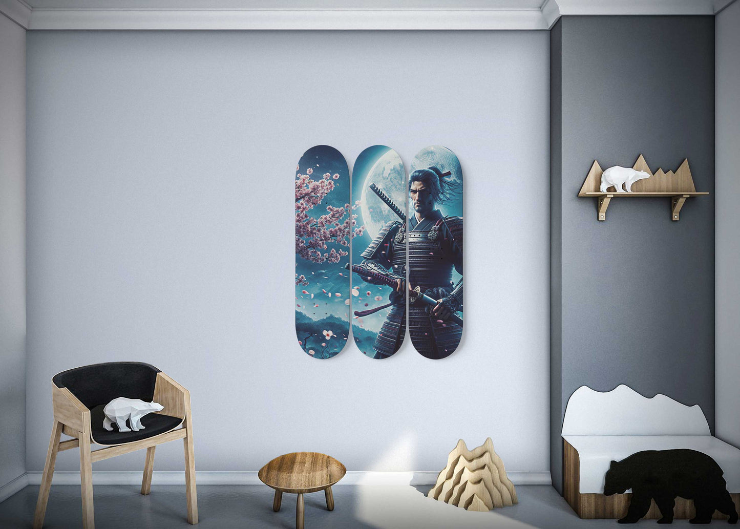 Samurai #2.0 3-Deck Skateboard Wall Art