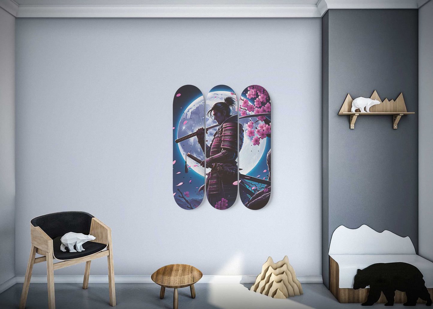 Samurai #3.0 3-Deck Skateboard Wall Art
