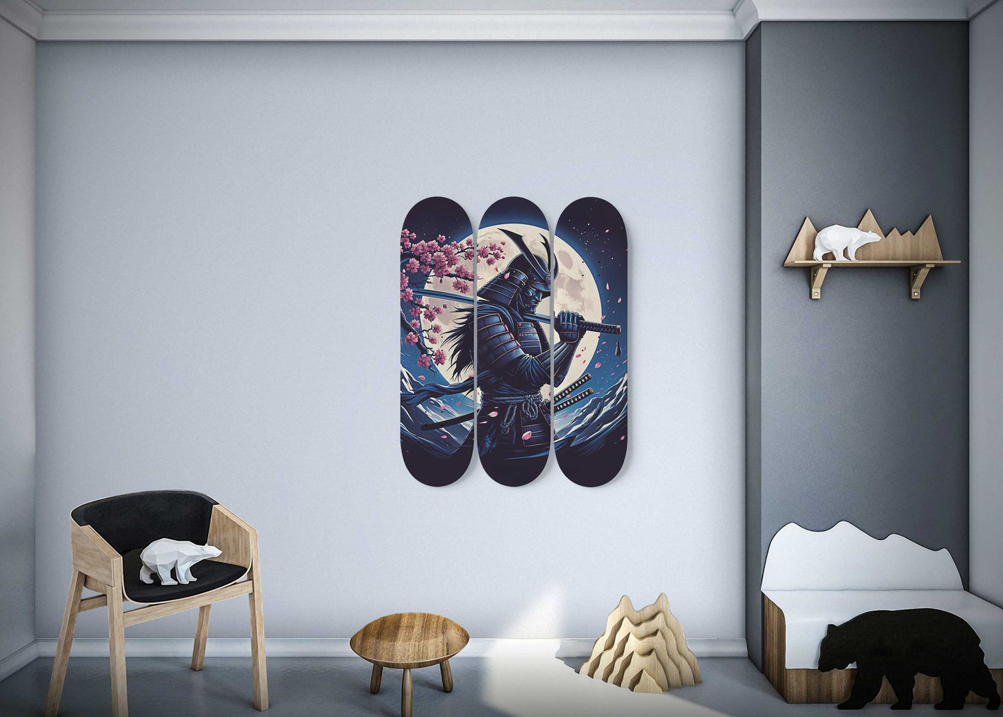 Samurai #4.0 3-Deck Skateboard Wall Art