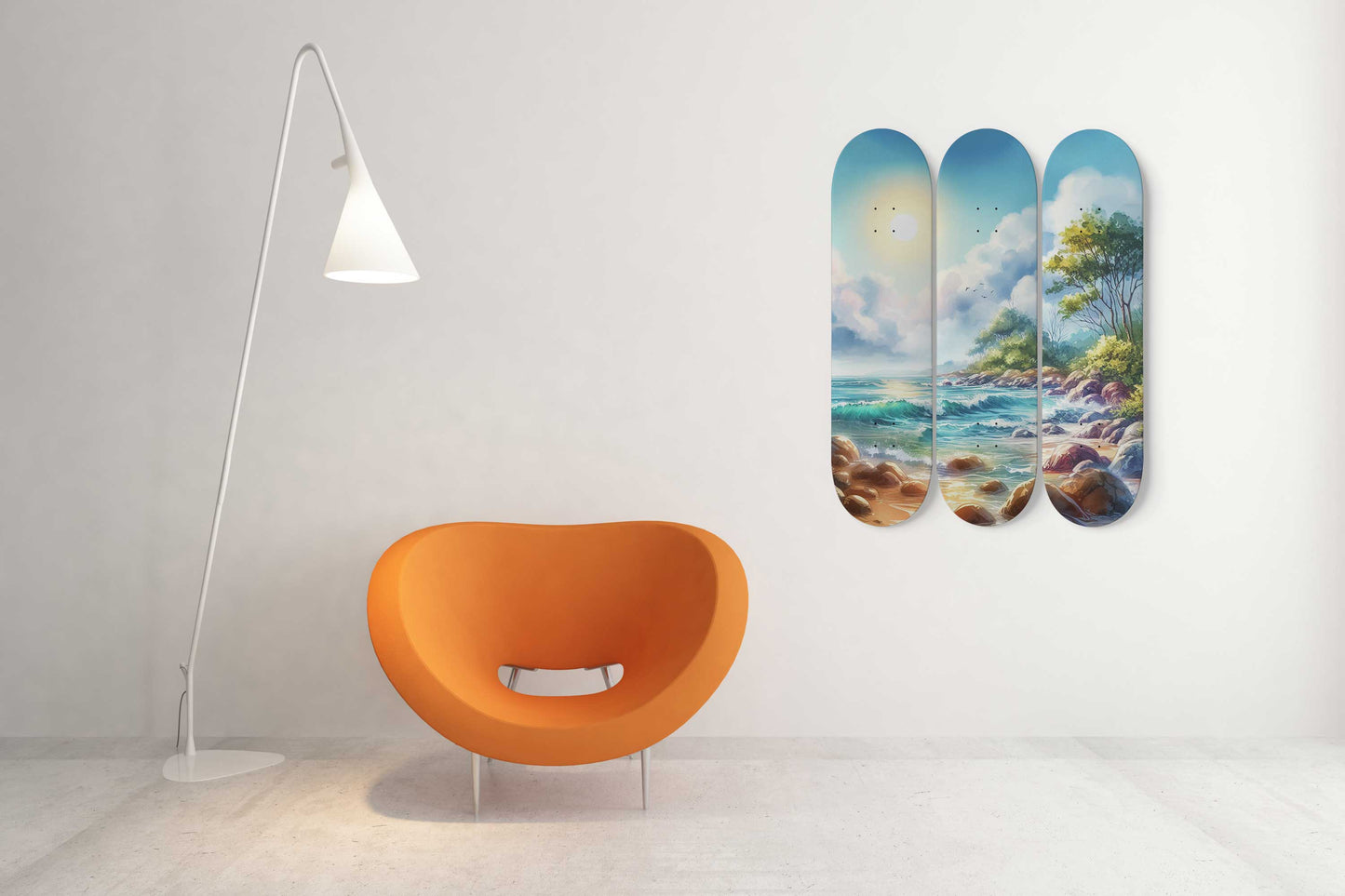 Seashore 3-Deck Skateboard Wall Art