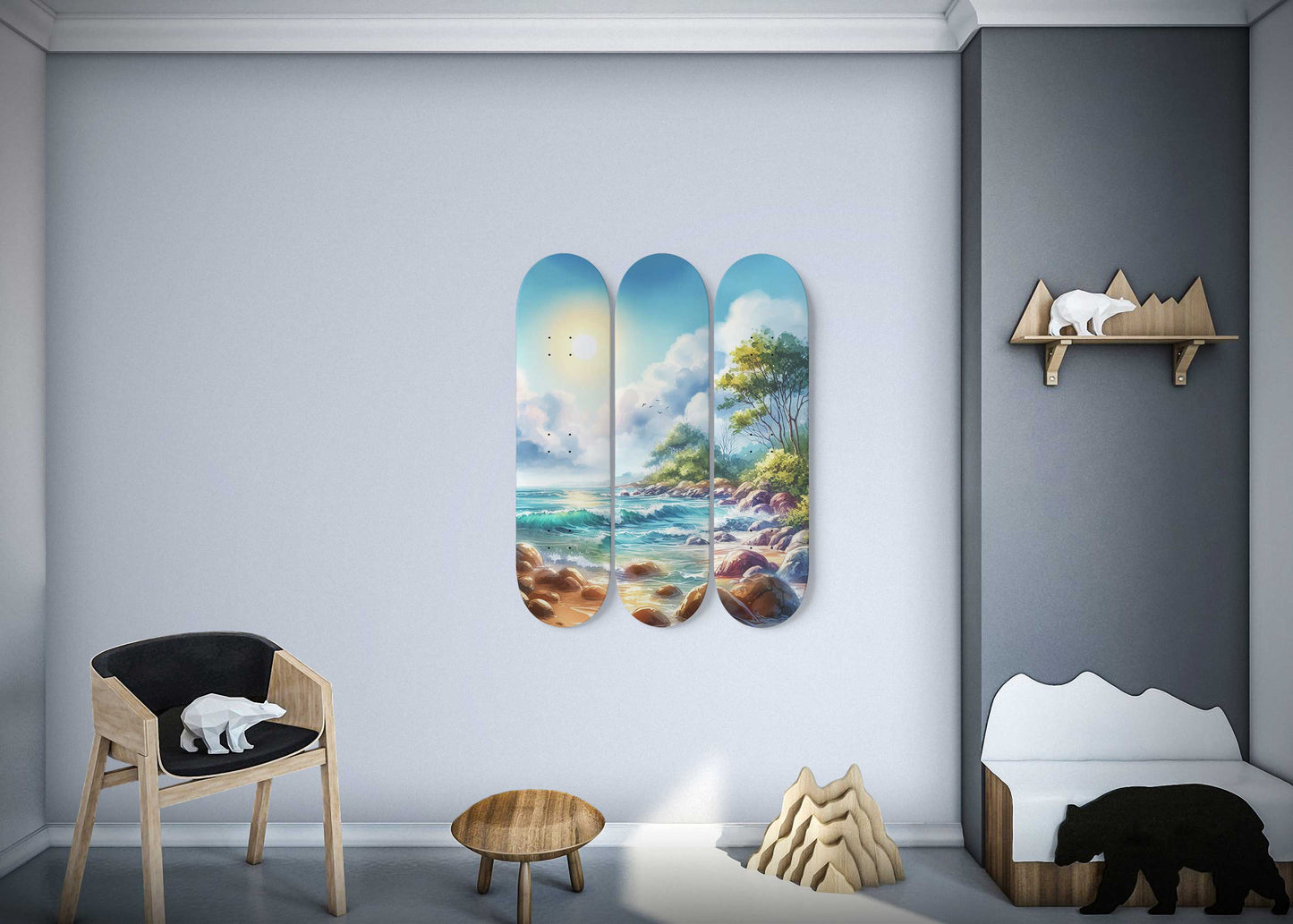 Seashore 3-Deck Skateboard Wall Art