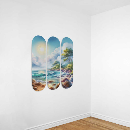 Seashore 3-Deck Skateboard Wall Art