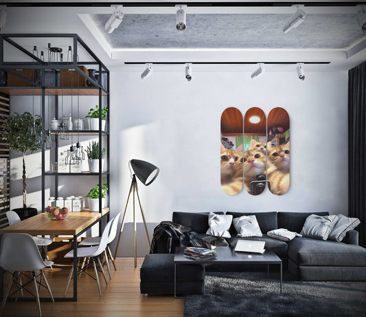 Selfie Cat #1 3-Deck Skateboard Wall Art