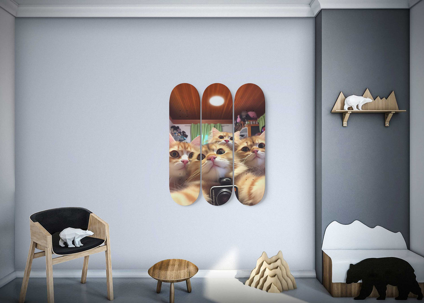 Selfie Cat #1 3-Deck Skateboard Wall Art