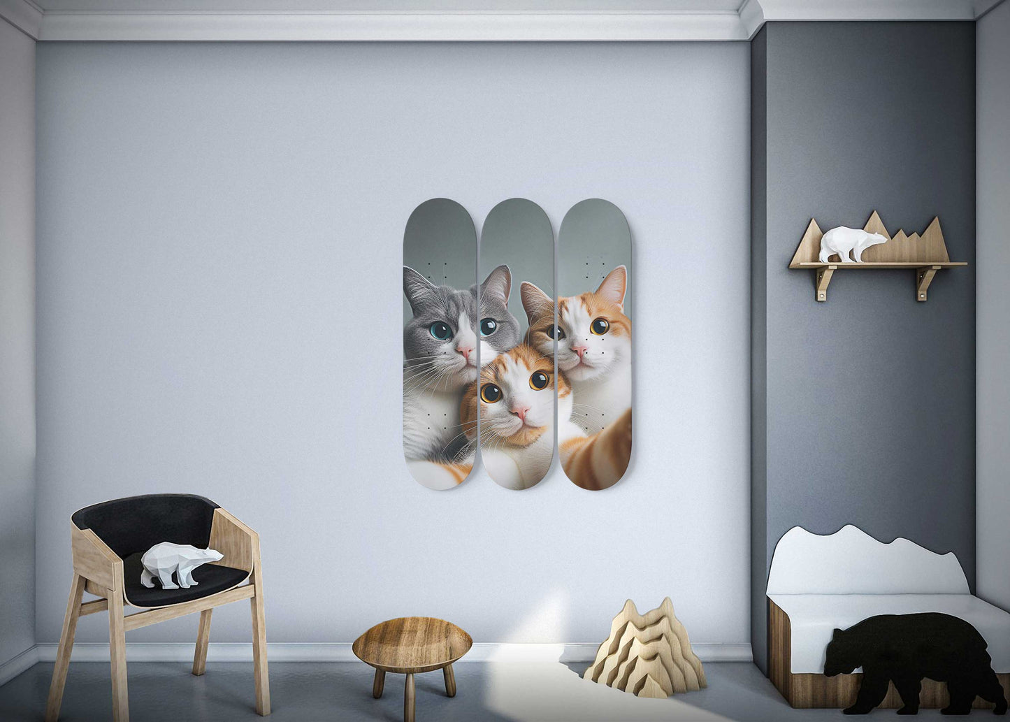 Selfie Cat #2 3-Deck Skateboard Wall Art