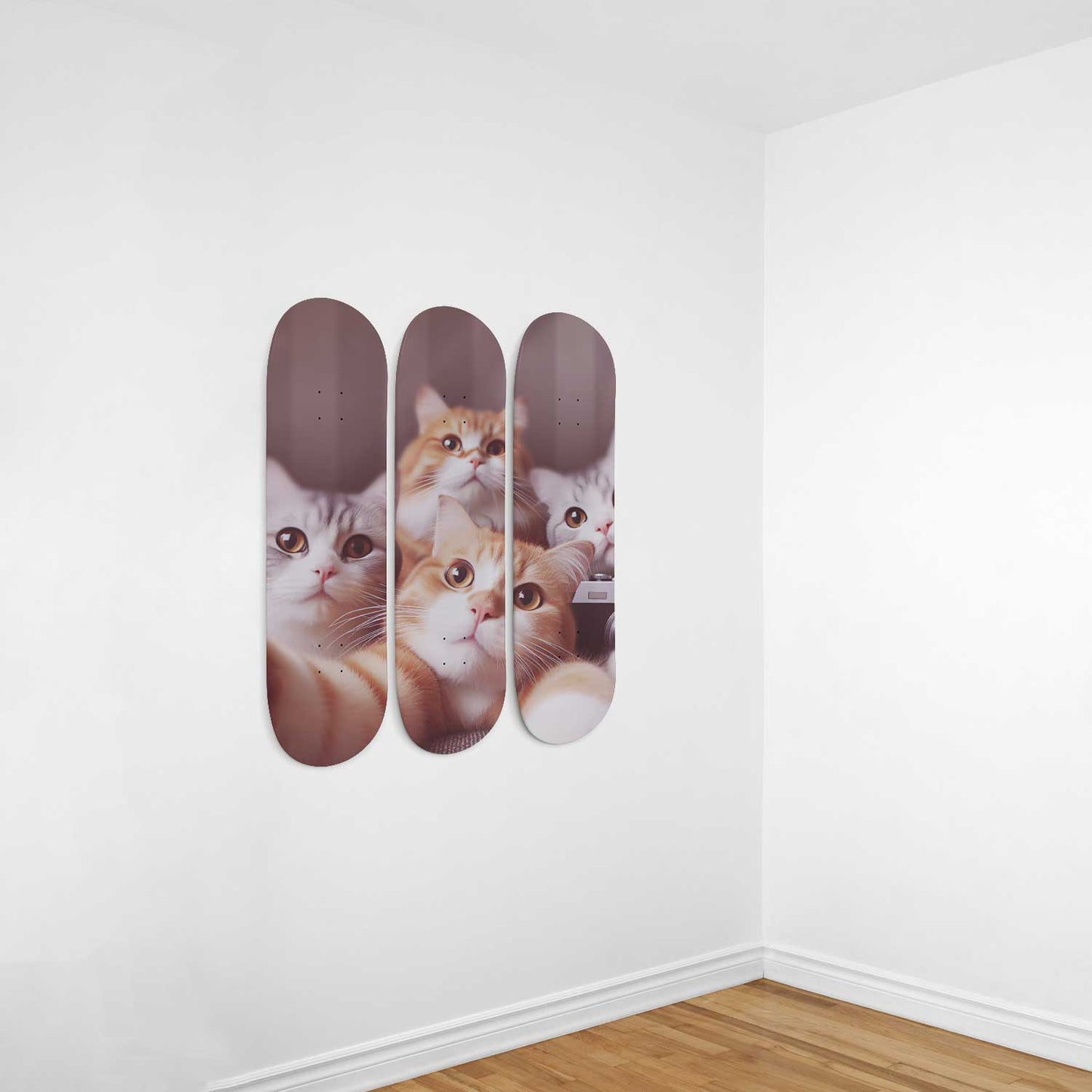 Selfie Cat #3 3-Deck Skateboard Wall Art