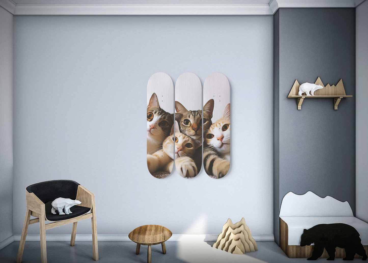 Selfie Cat #4 3-Deck Skateboard Wall Art