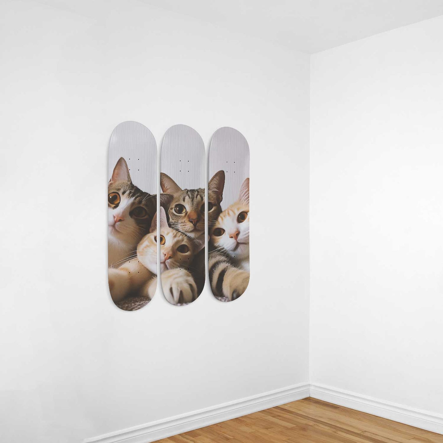 Selfie Cat #4 3-Deck Skateboard Wall Art