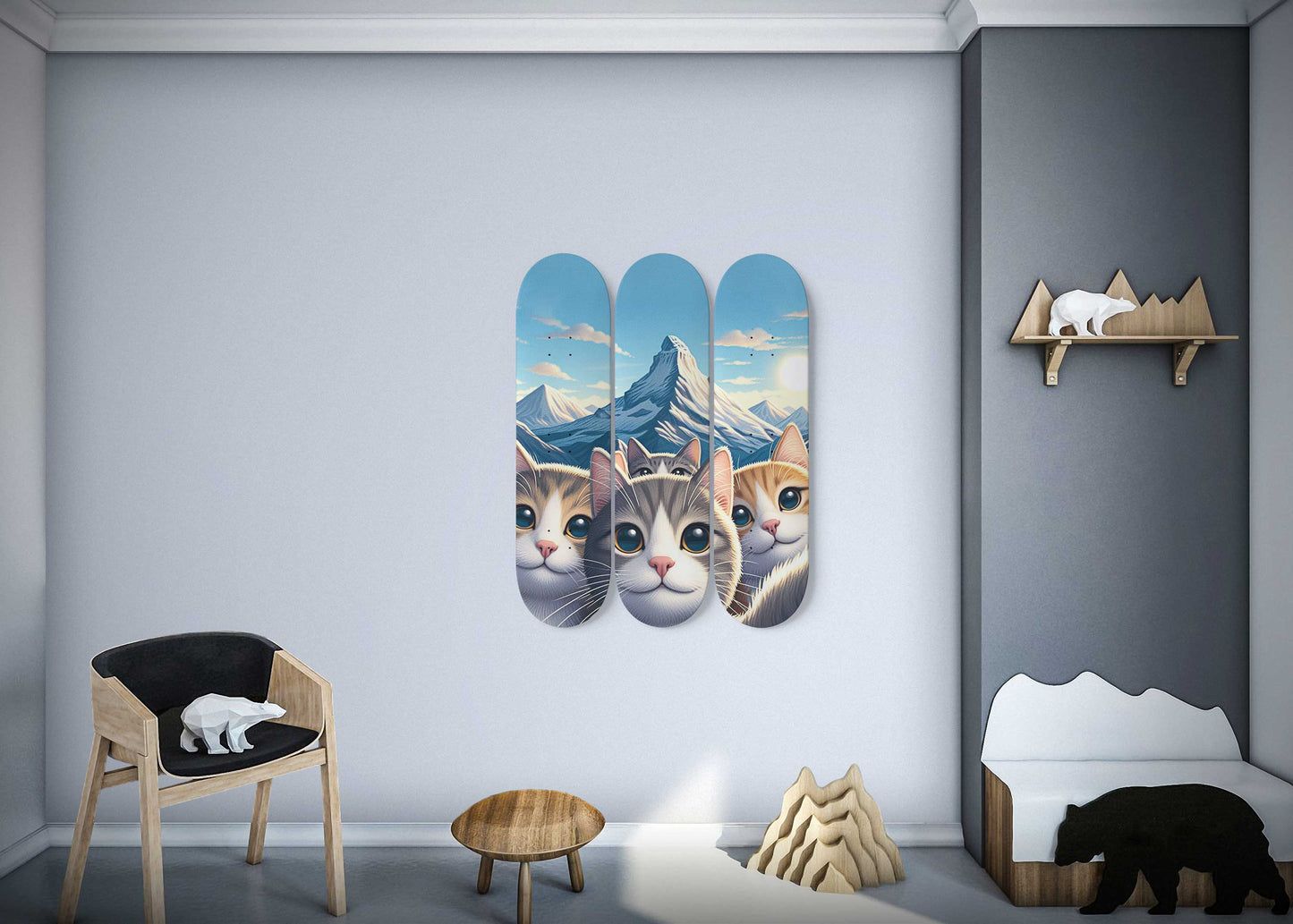Selfie Cat #5 3-Deck Skateboard Wall Art