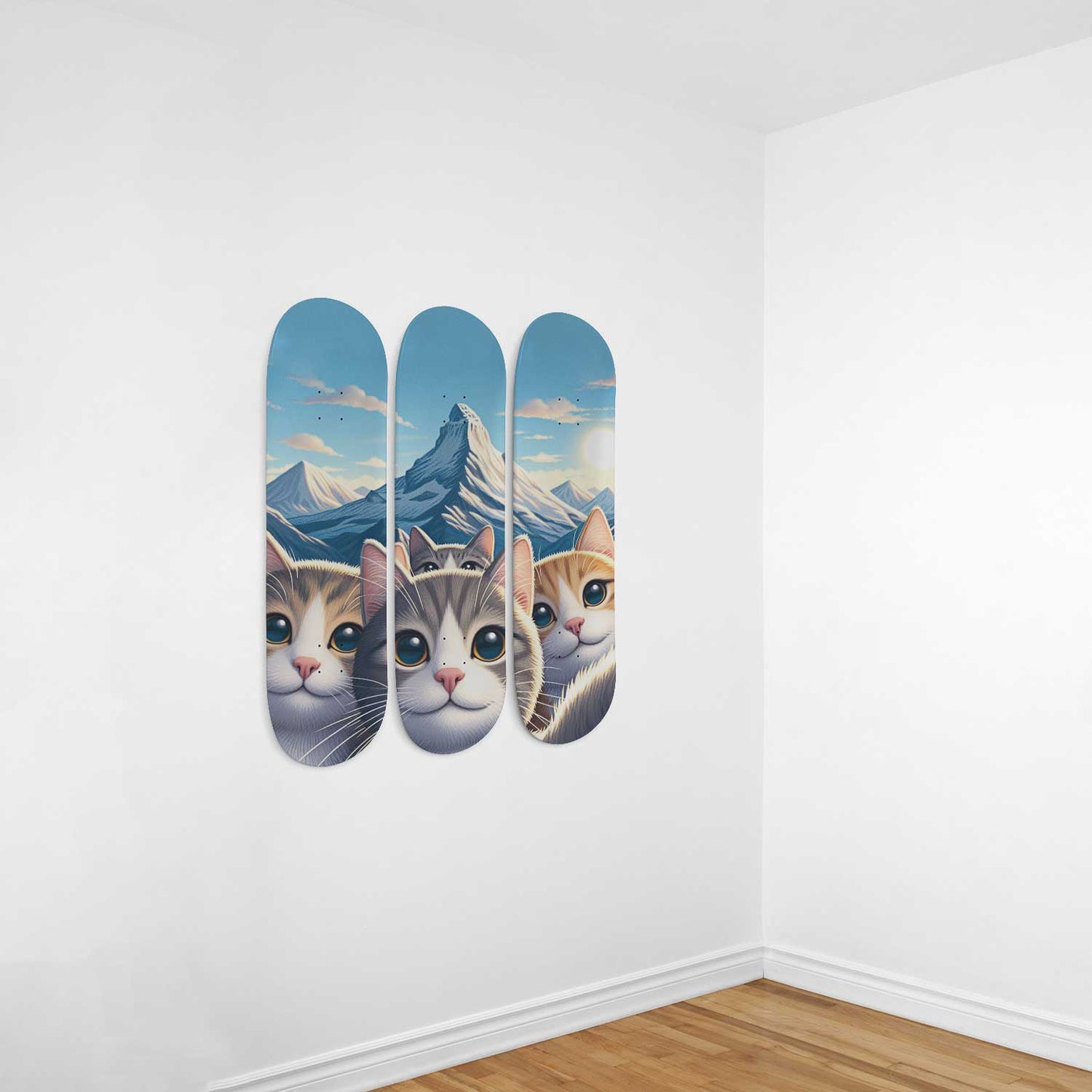 Selfie Cat #5 3-Deck Skateboard Wall Art