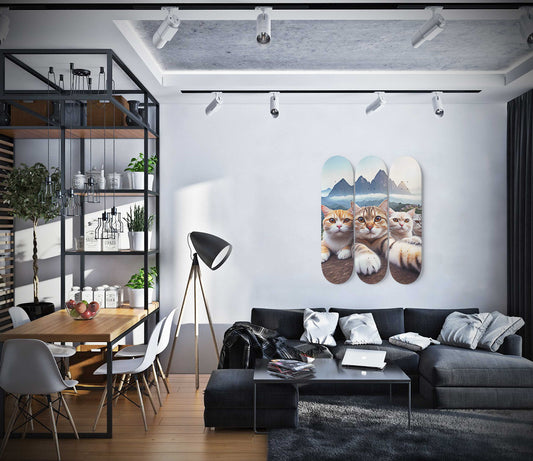 Selfie Cat #7 3-Deck Skateboard Wall Art