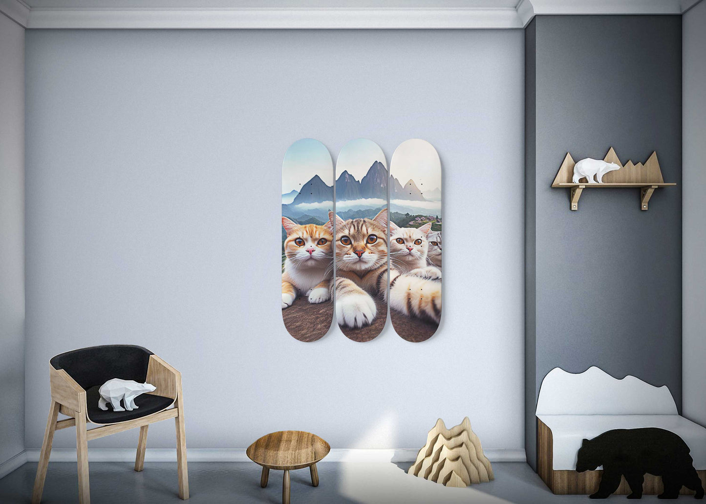 Selfie Cat #7 3-Deck Skateboard Wall Art