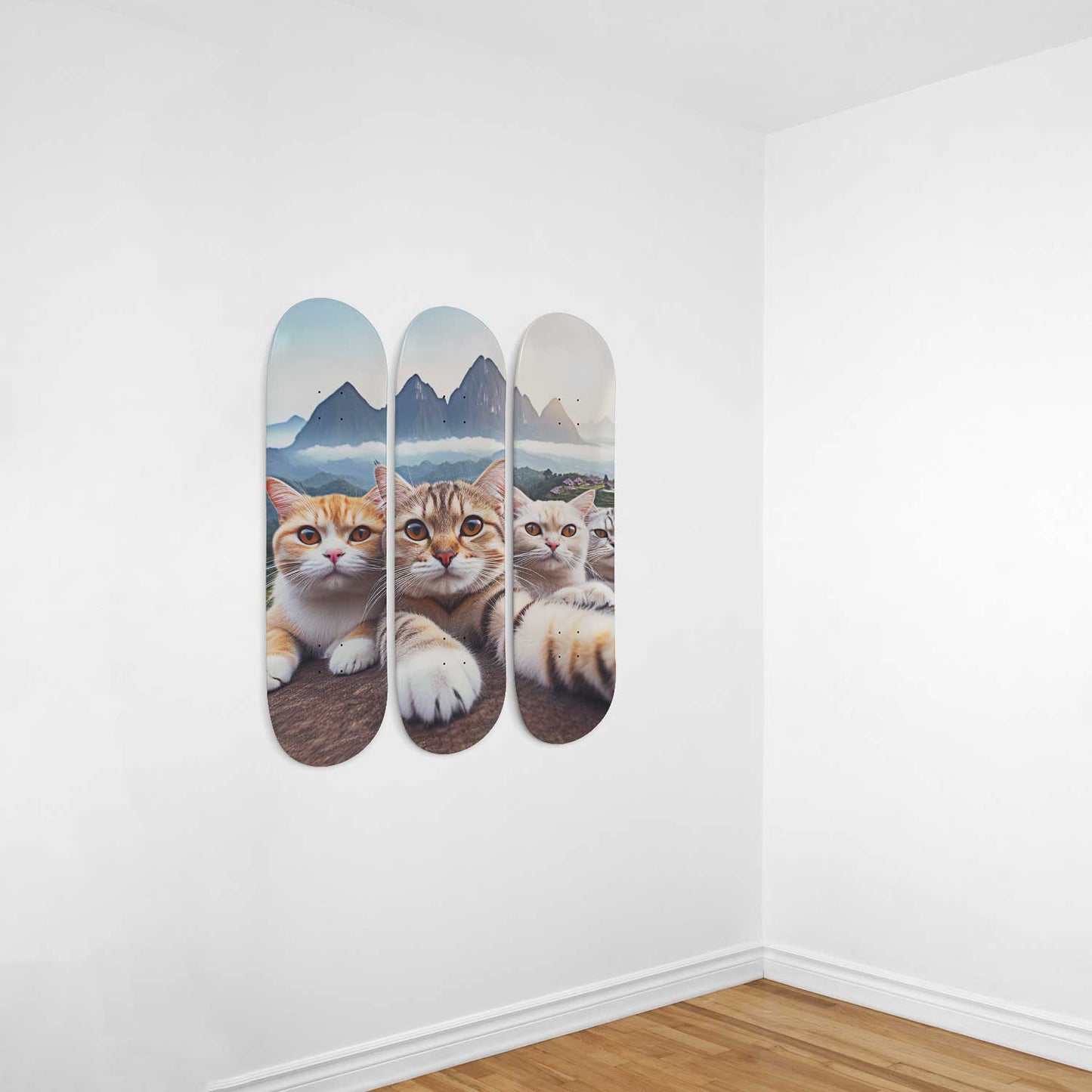 Selfie Cat #7 3-Deck Skateboard Wall Art