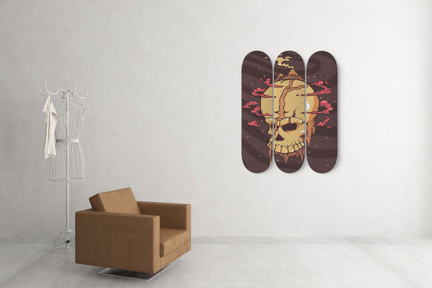 Skull Planet 3-Deck Skateboard Wall Art :Edgy Elegance