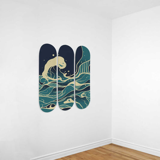 The Great Storm 3-Deck Skateboard Wall Art: Elemental Elegance