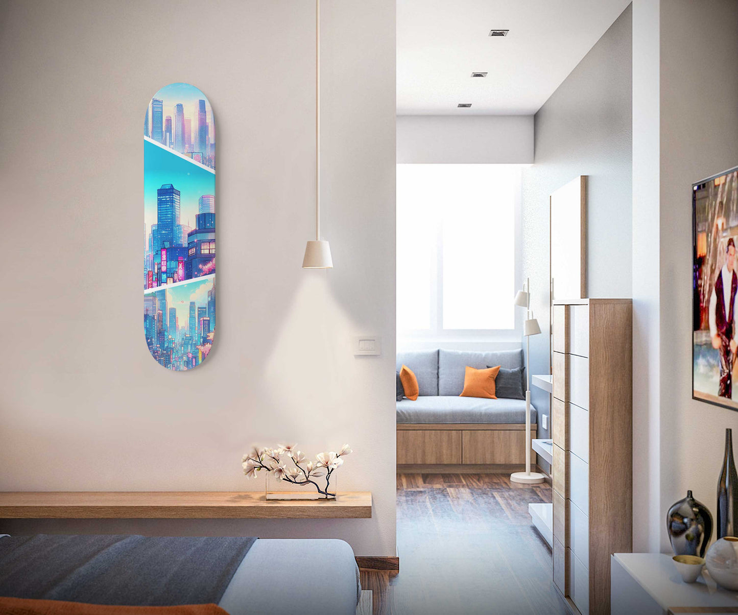 Tokyo Cityscaper 1-Deck Skateboard Wall Art