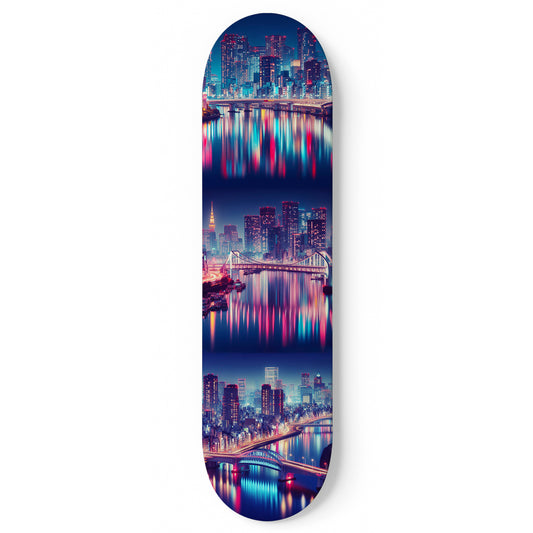 Tokyo At Night Cityscaper 1-Deck Skateboard Wall Art