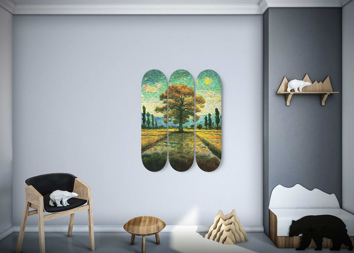Van Gogh Tree of Life 3-Deck Skateboard Wall Art: Masterpiece, Nature Inspired Design