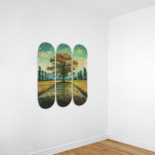 Van Gogh Tree of Life 3-Deck Skateboard Wall Art: Nature-Inspired Design