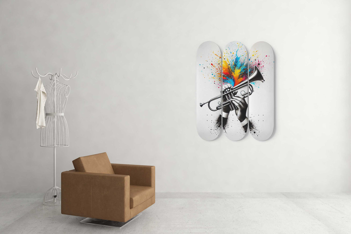 Trumpet 3-Deck Skateboard Wall Art