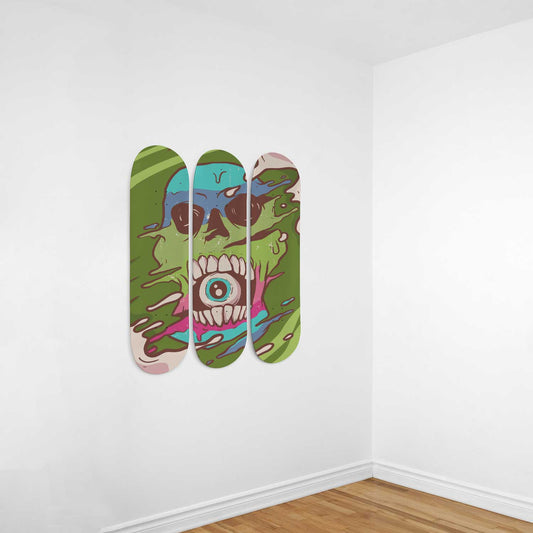 Vintage Rainbow Skull3 Deck Skateboard Wall Art