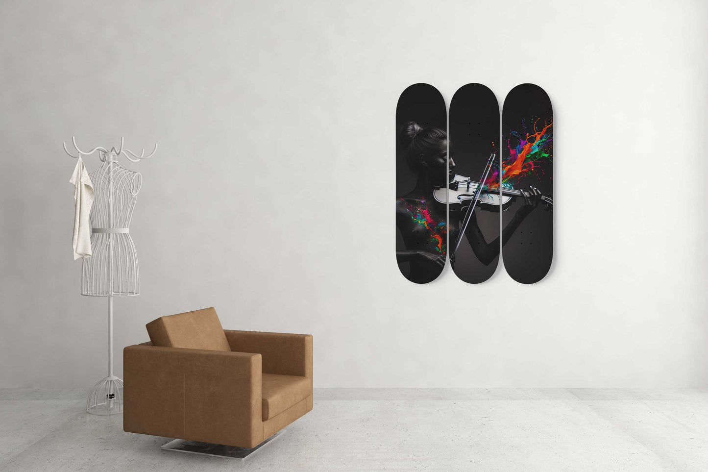 Violin 3-Deck Skateboard Wall Art
