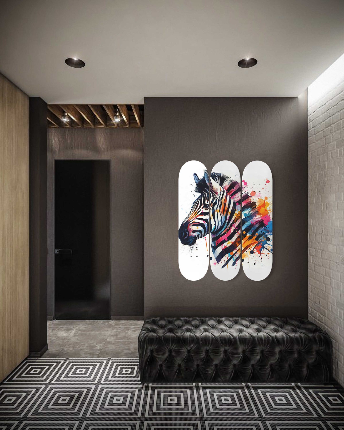 Zebra #1.0 3-Deck Skateboard Wall Art
