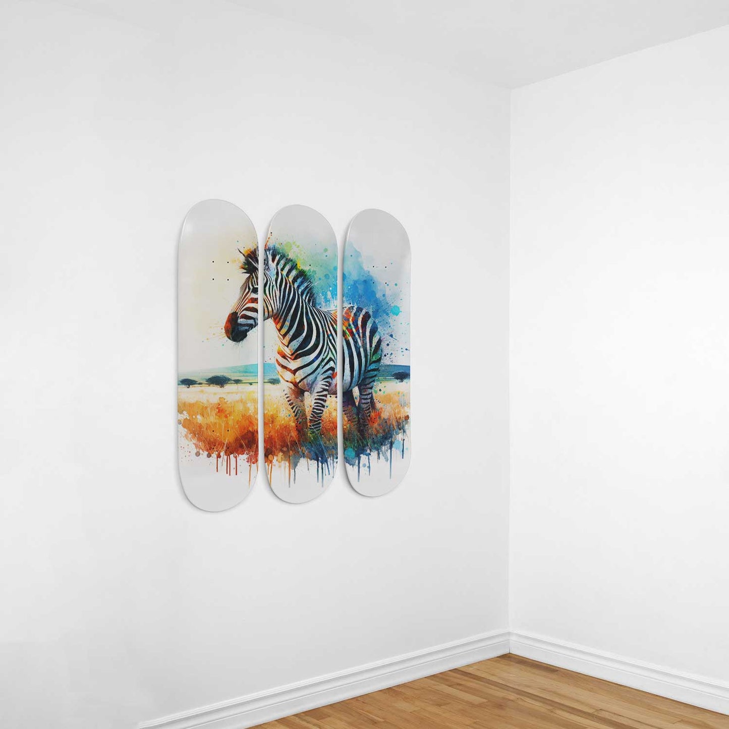 Zebra #2.0 3-Deck Skateboard Wall Art