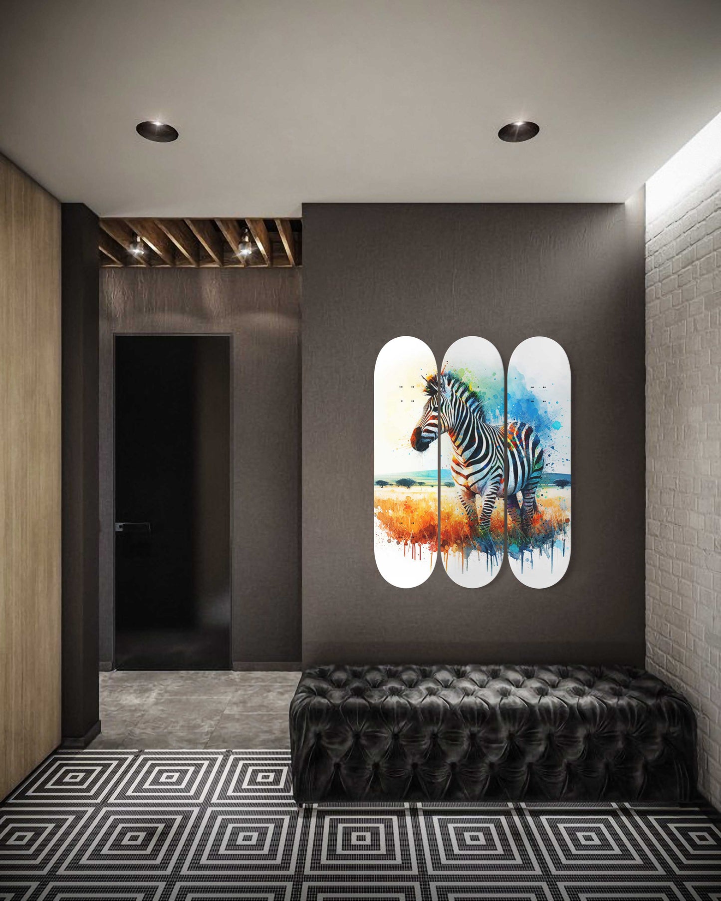 Zebra #2.0 3-Deck Skateboard Wall Art