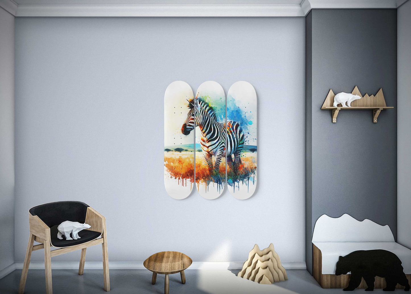 Zebra #2.0 3-Deck Skateboard Wall Art