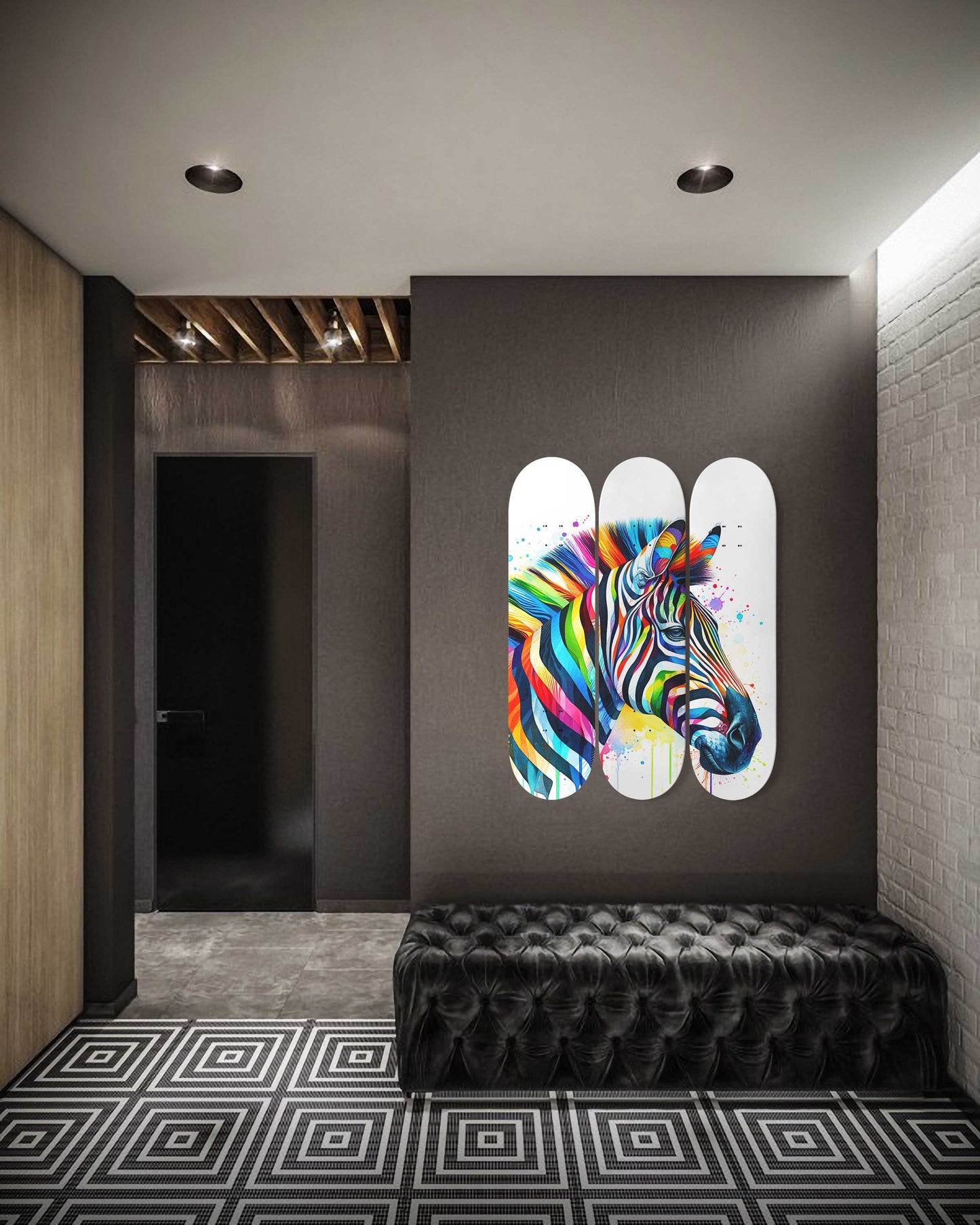 Zebra#3.0 3-Deck Skateboard Wall Art