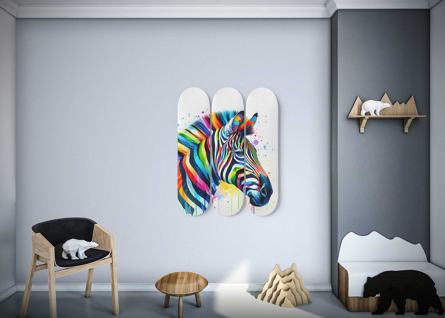 Zebra#3.0 3-Deck Skateboard Wall Art