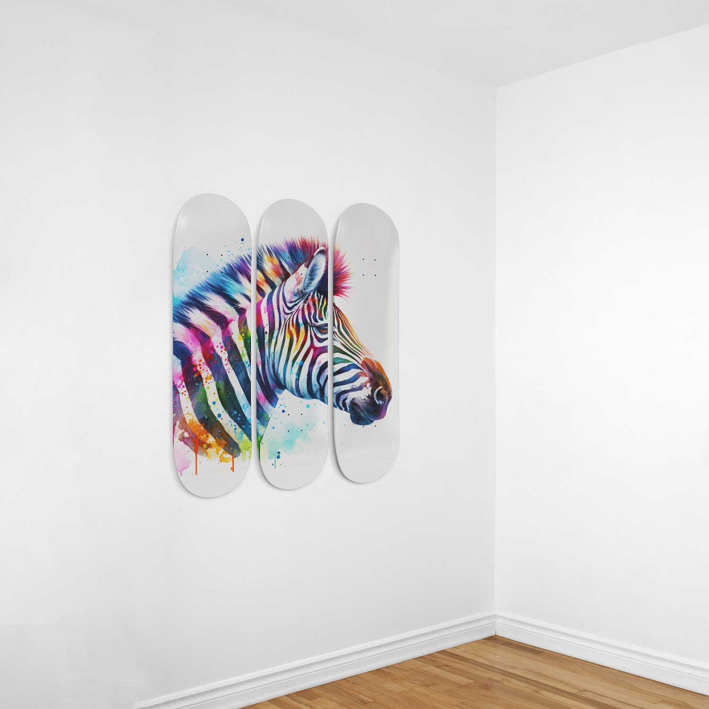 Zebra #4.0 3-Deck Skateboard Wall Art