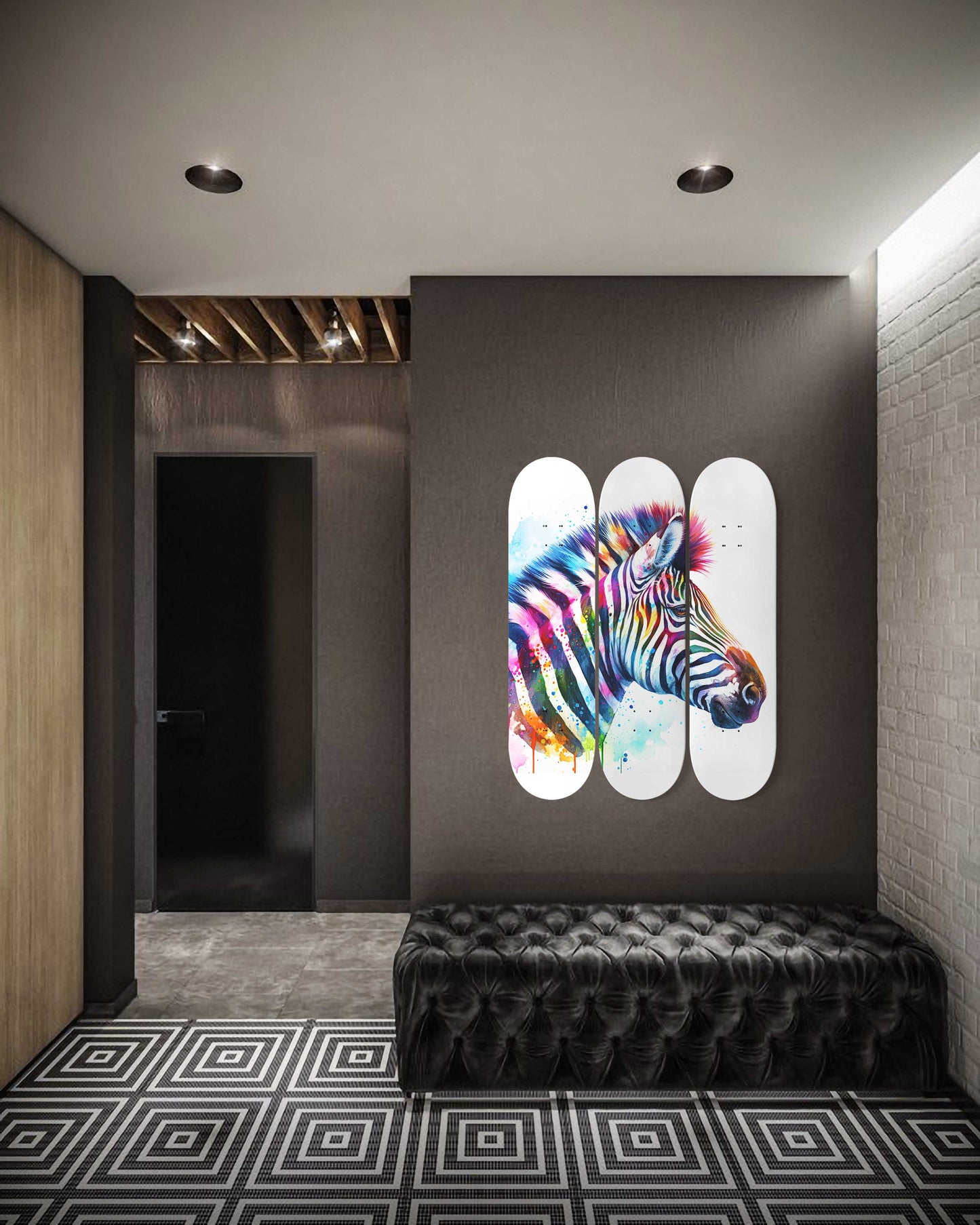 Zebra #4.0 3-Deck Skateboard Wall Art