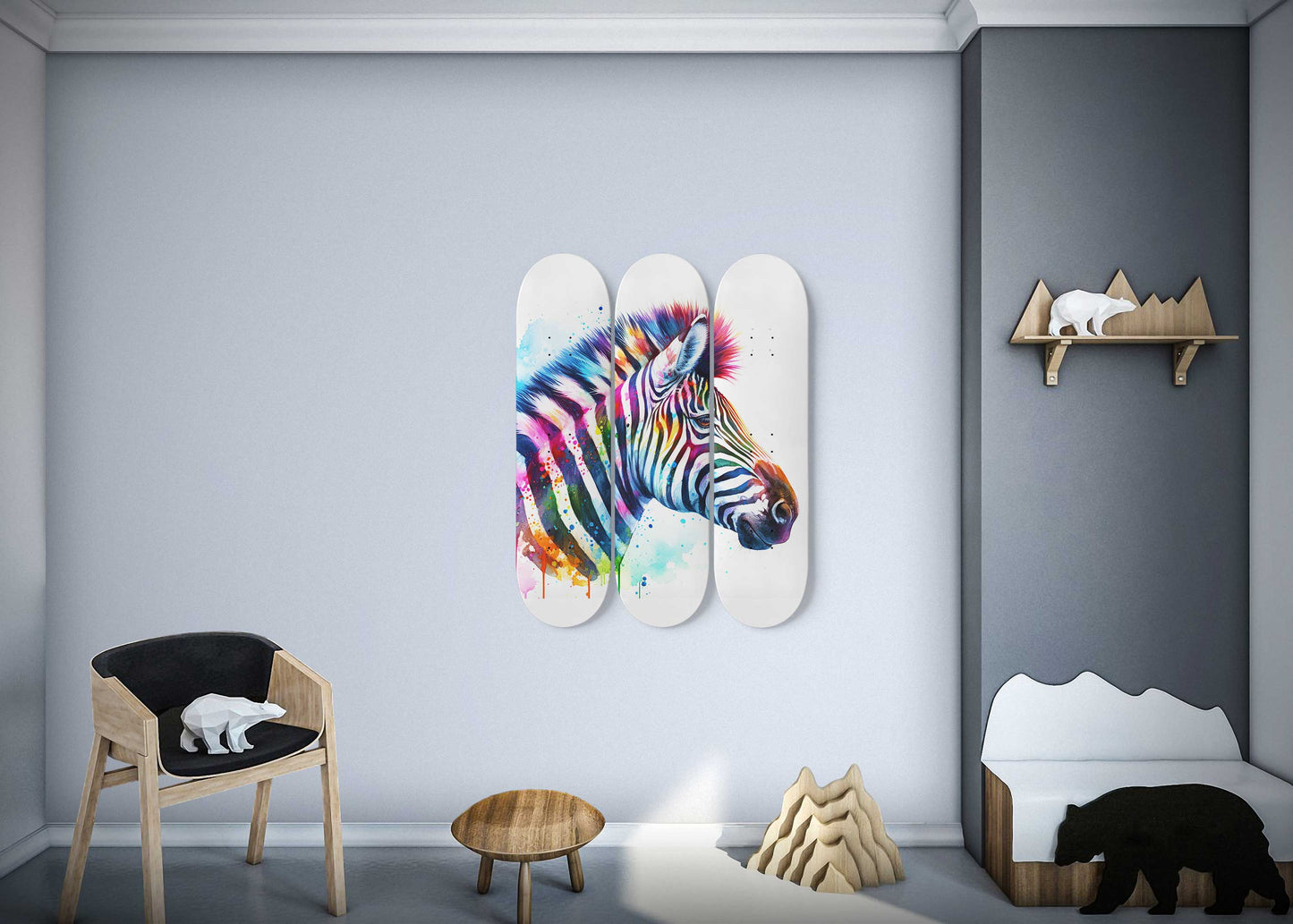 Zebra #4.0 3-Deck Skateboard Wall Art