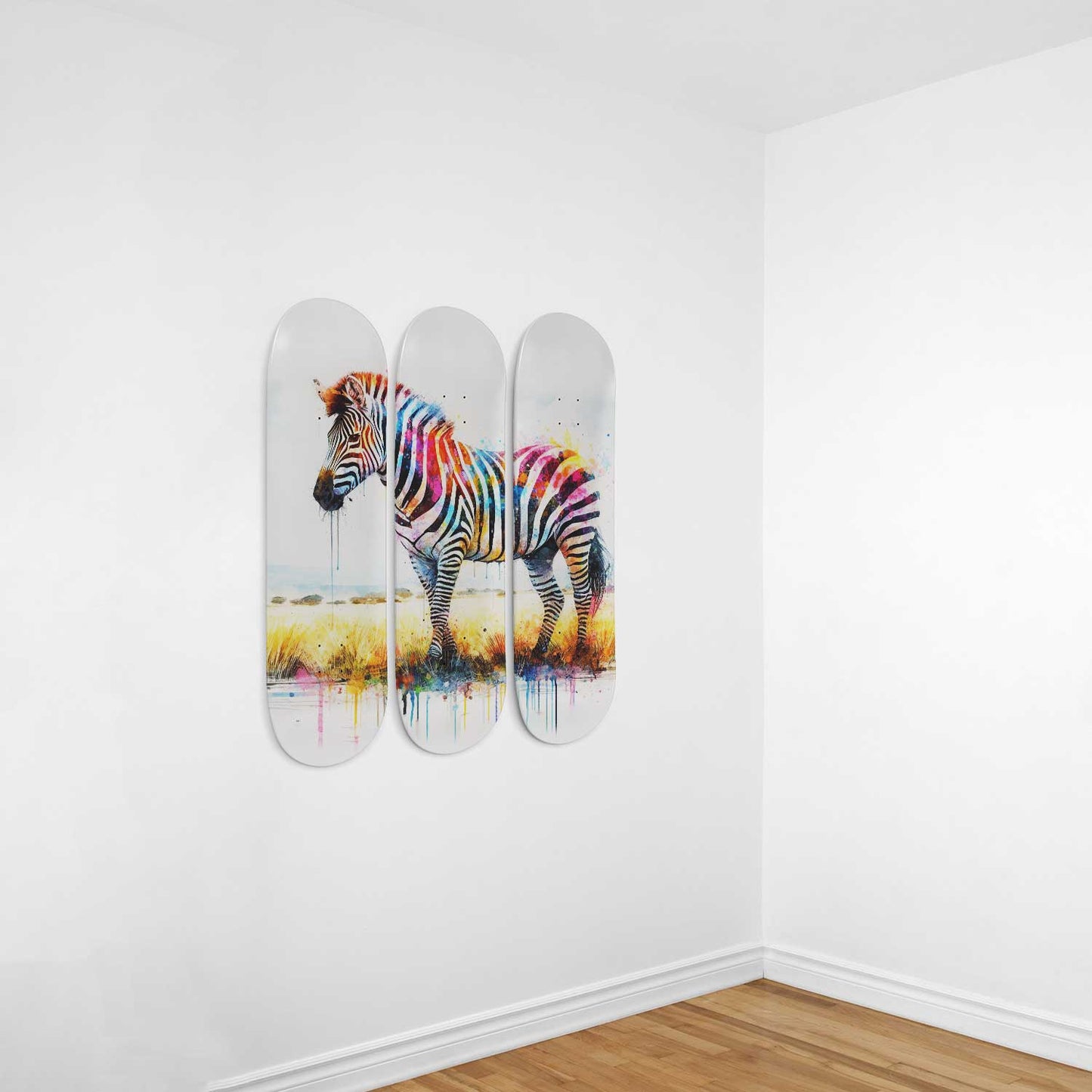 Zebra #5.0 3-Deck Skateboard Wall Art