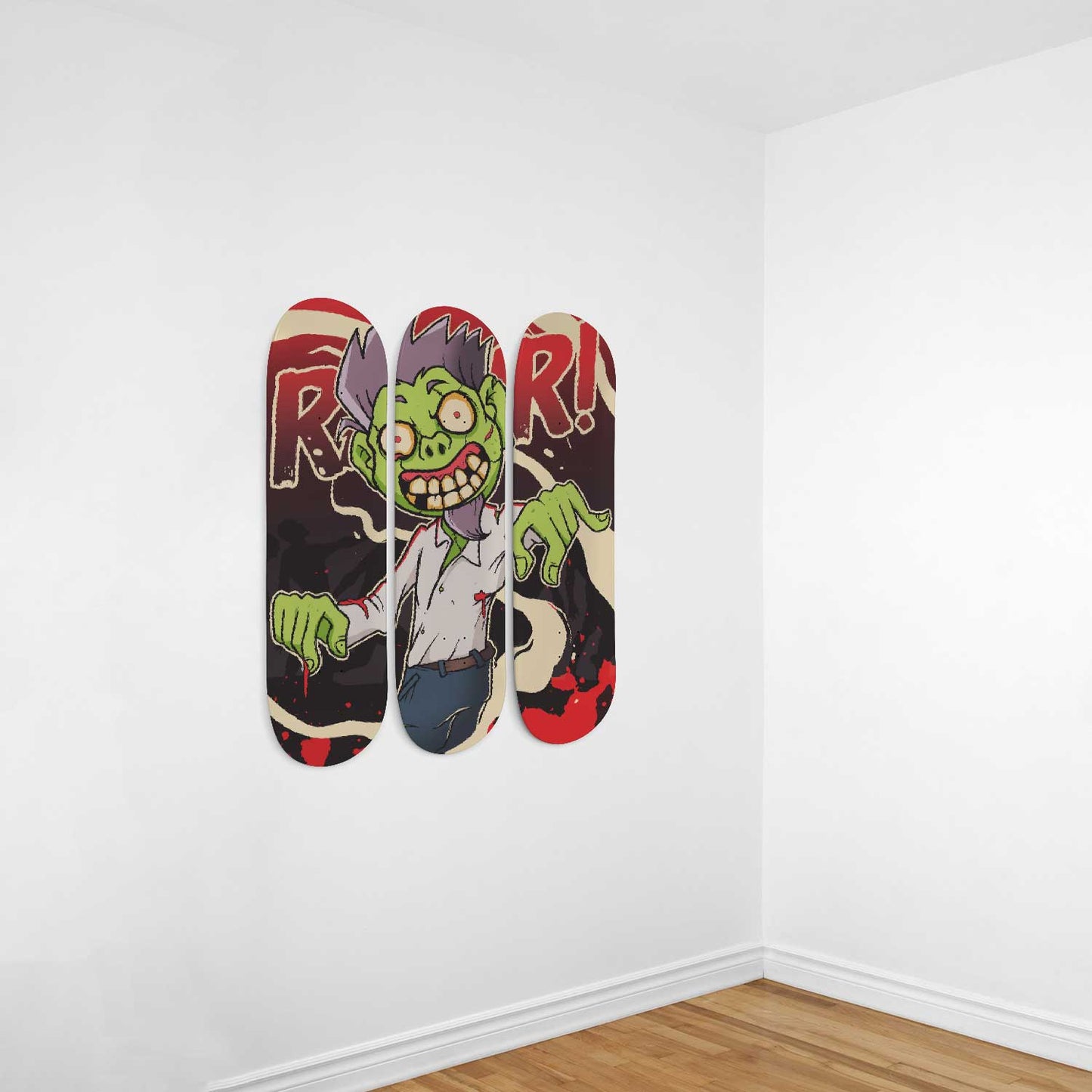 Halloween Zombie 3 Deck Skateboard Wall Art: Undead Home Decor