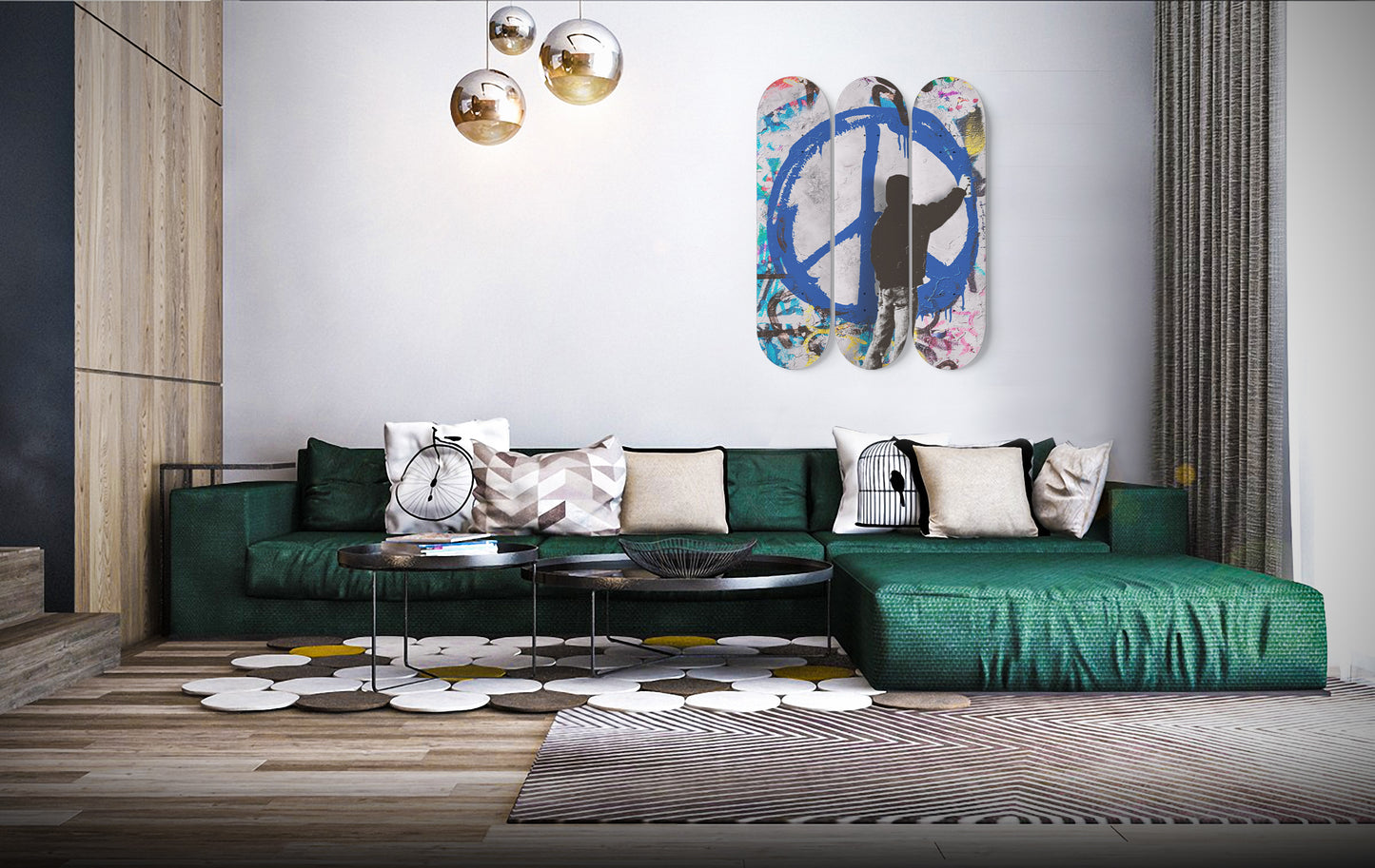 Banksy Martin Watson Spraypaint Graffiti Art | 3 - Set Skateboard Wall Art, Banksy Wall Decor, Living Room/Gameroom Wall Art, New Home Gift