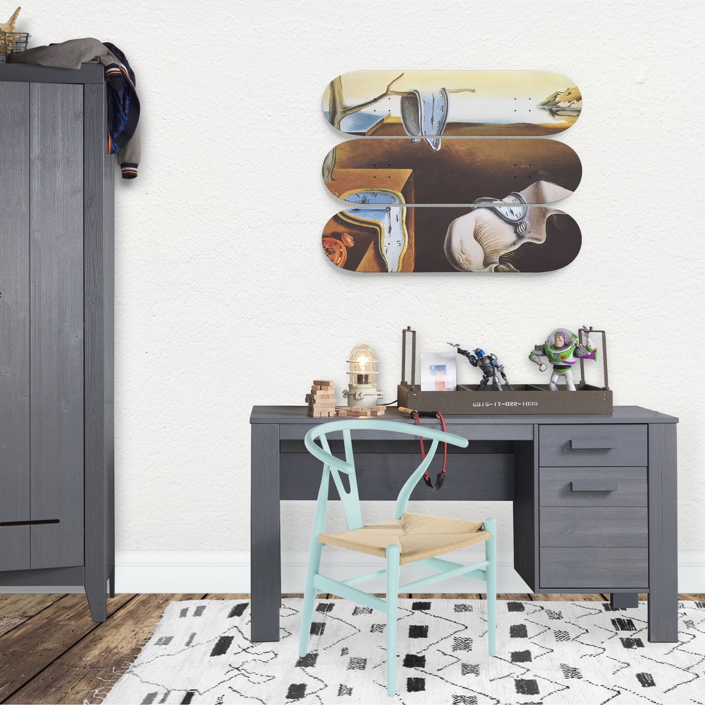 Salvador Dali - The Persistence of Memory | 3 Set of Skateboard Deck Wall Art, Hanged Room Decoration, Custom Unique Gift