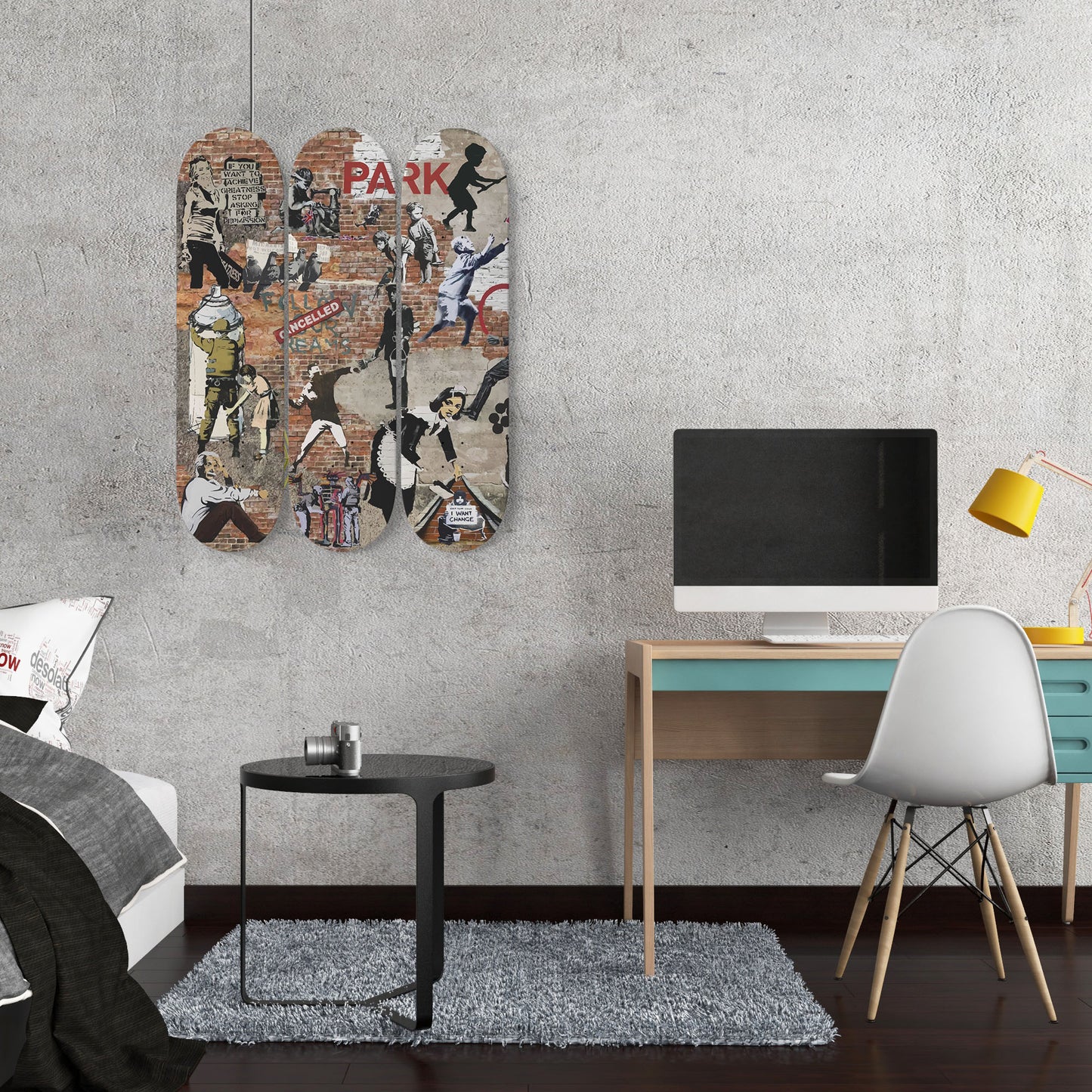 Banksy - Mixed Art - 3-piece Skateboard Wall Art