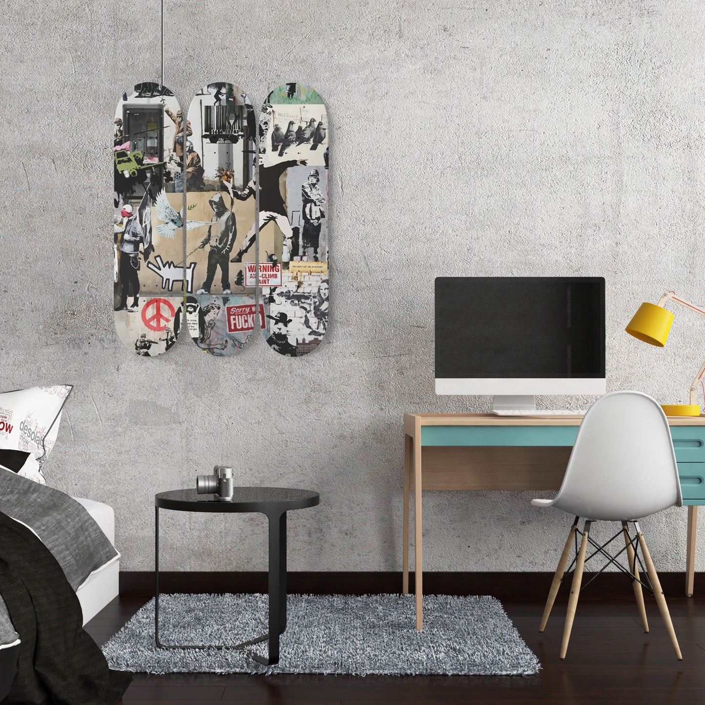 Banksy - Mixed Art - 3-piece Skateboard Wall Art