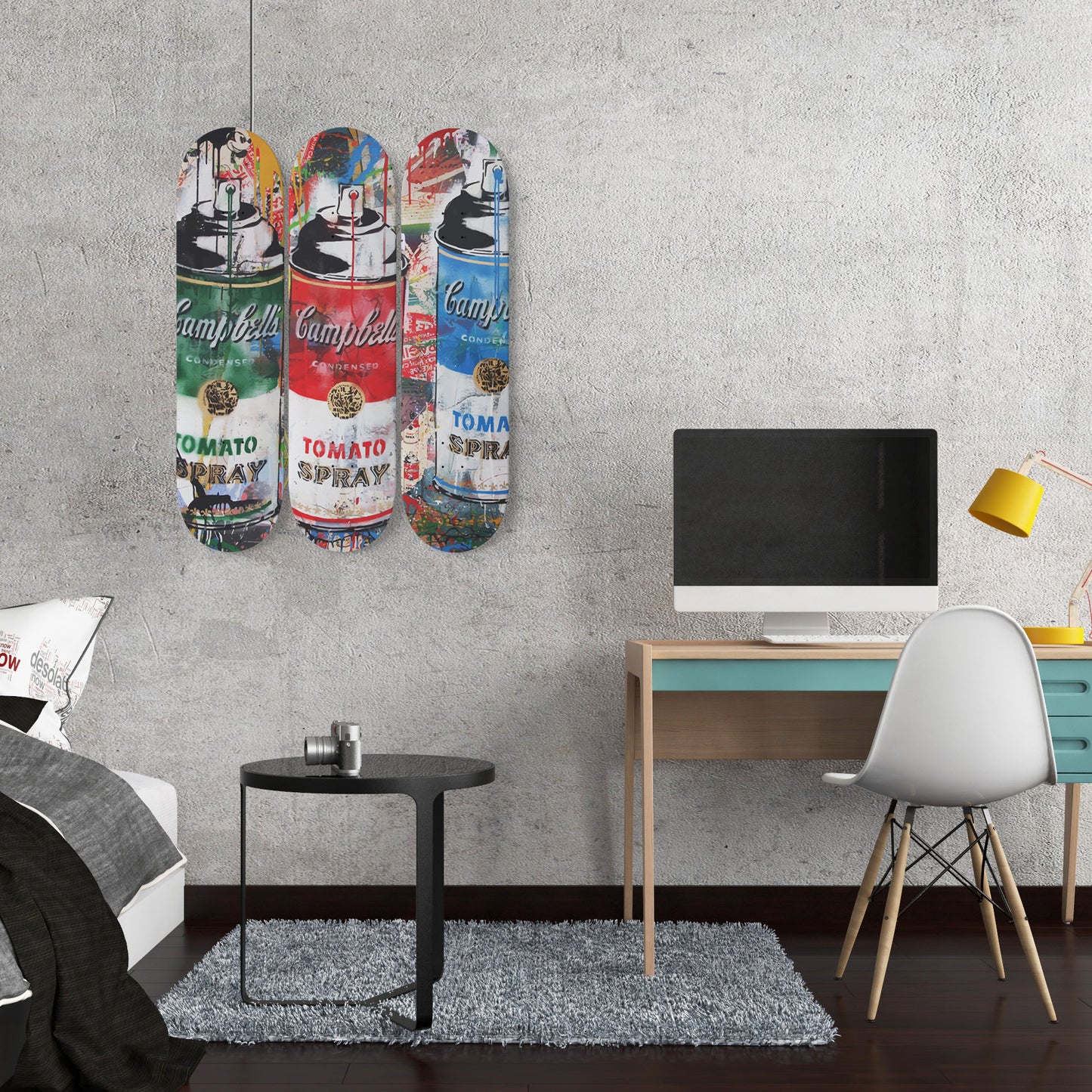 Andy Warhol Campbell Soup | Tomato Spray Art - 3-piece Skateboard Wall Art
