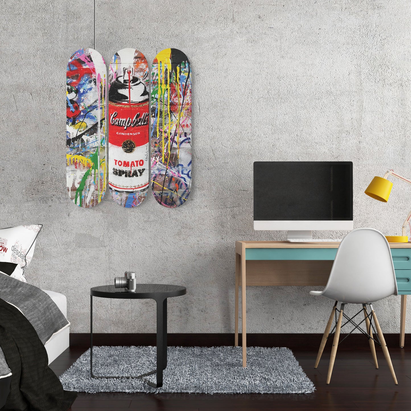 Andy Warhol Campbell Soup | Tomato Spray Art - 3-piece Skateboard Wall Art