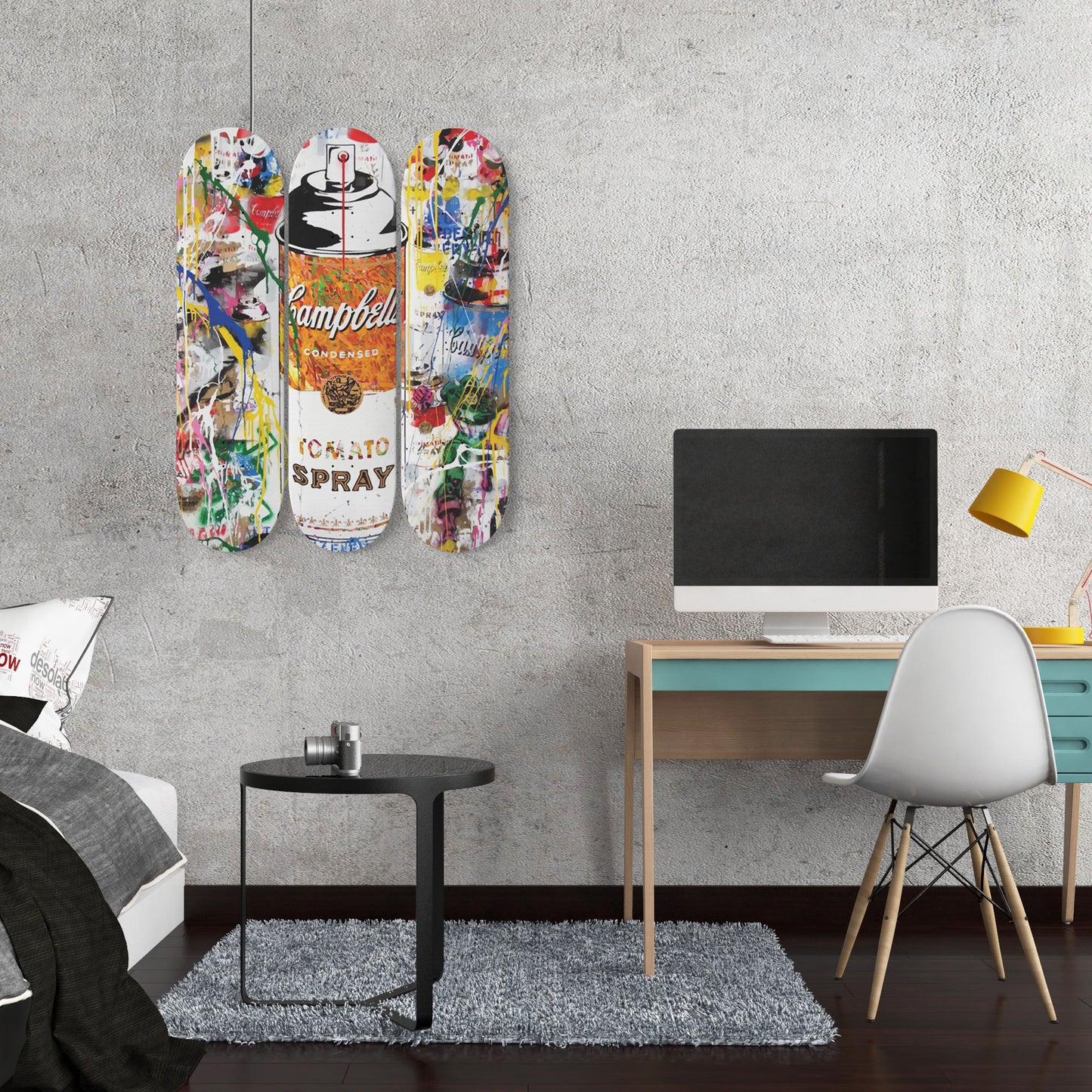 Andy Warhol Campbell Soup | Tomato Spray Art - 3-piece Skateboard Wall Art