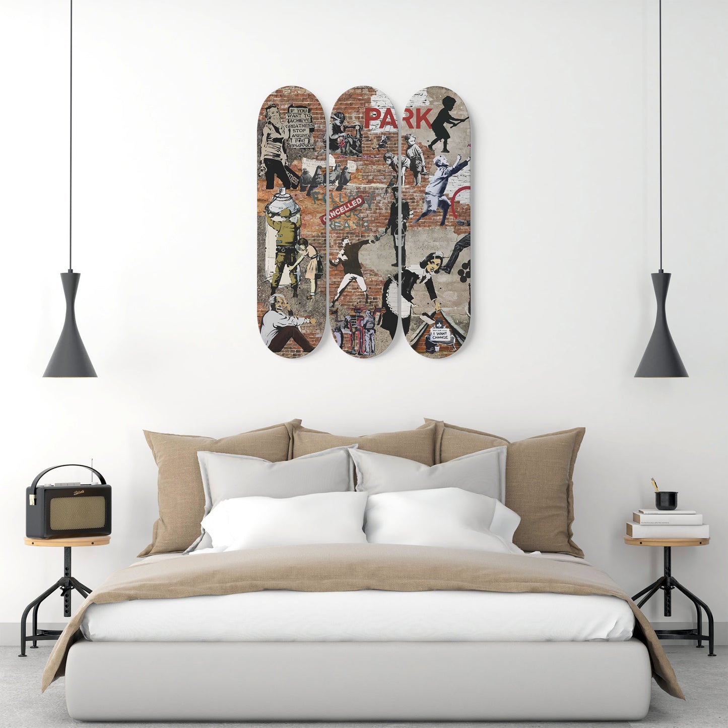Banksy - Mixed Art - 3-piece Skateboard Wall Art