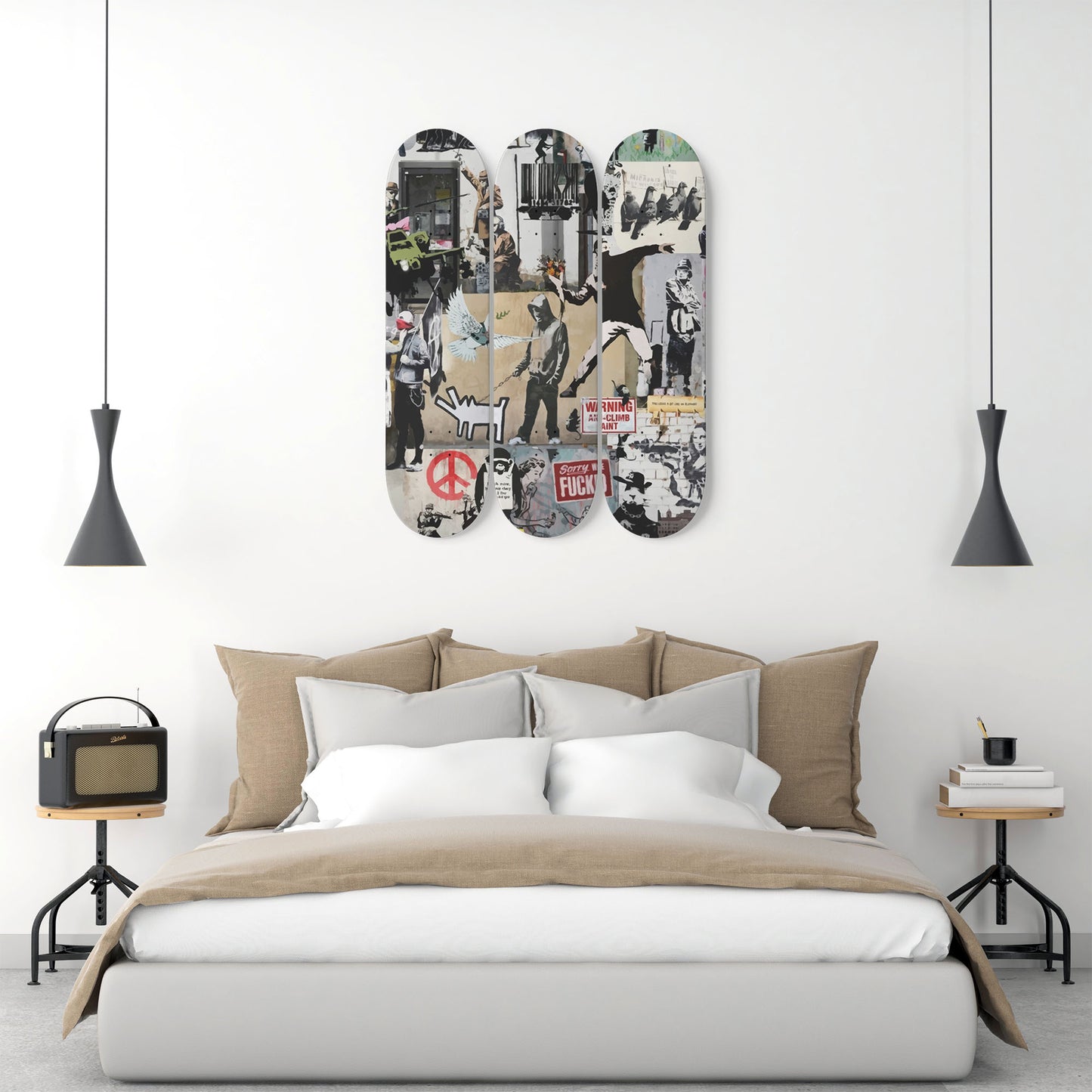 Banksy - Mixed Art - 3-piece Skateboard Wall Art