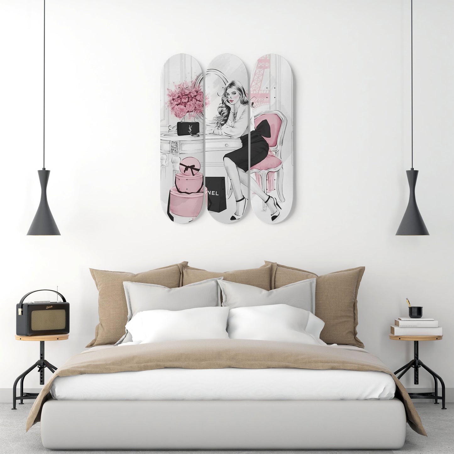 Fashion 3 | 3 Set of Skateboard Deck Wall Art | Wall Hanging Room Decor | Maple Wood | Birthday Gift