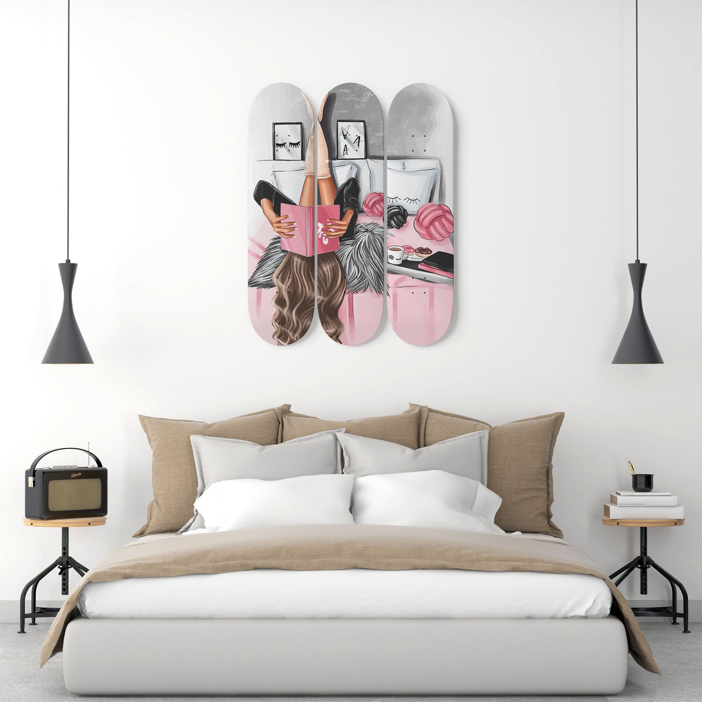 Fashion 5 | 3 Set of Skateboard Deck Wall Art | Wall Hanging Room Decor | Maple Wood | Birthday Gift