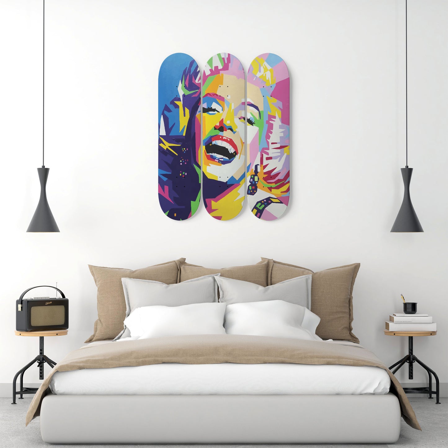 Marilyn Monroe Artwork 5 | 3-piece Skateboard Wall Art | Made with Maple Wood | Wall Hanging Decoration | Best Unique Gift for Home Decor