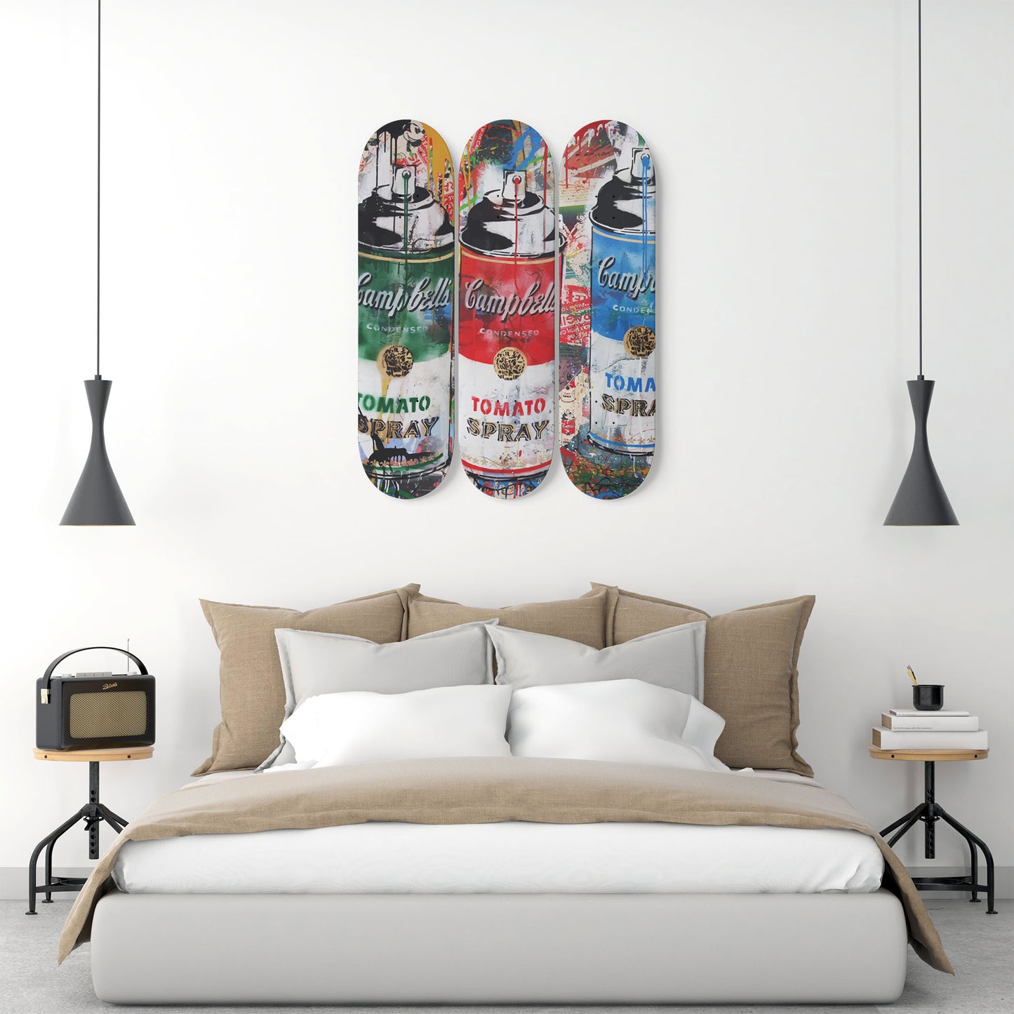Andy Warhol Campbell Soup | Tomato Spray Art - 3-piece Skateboard Wall Art
